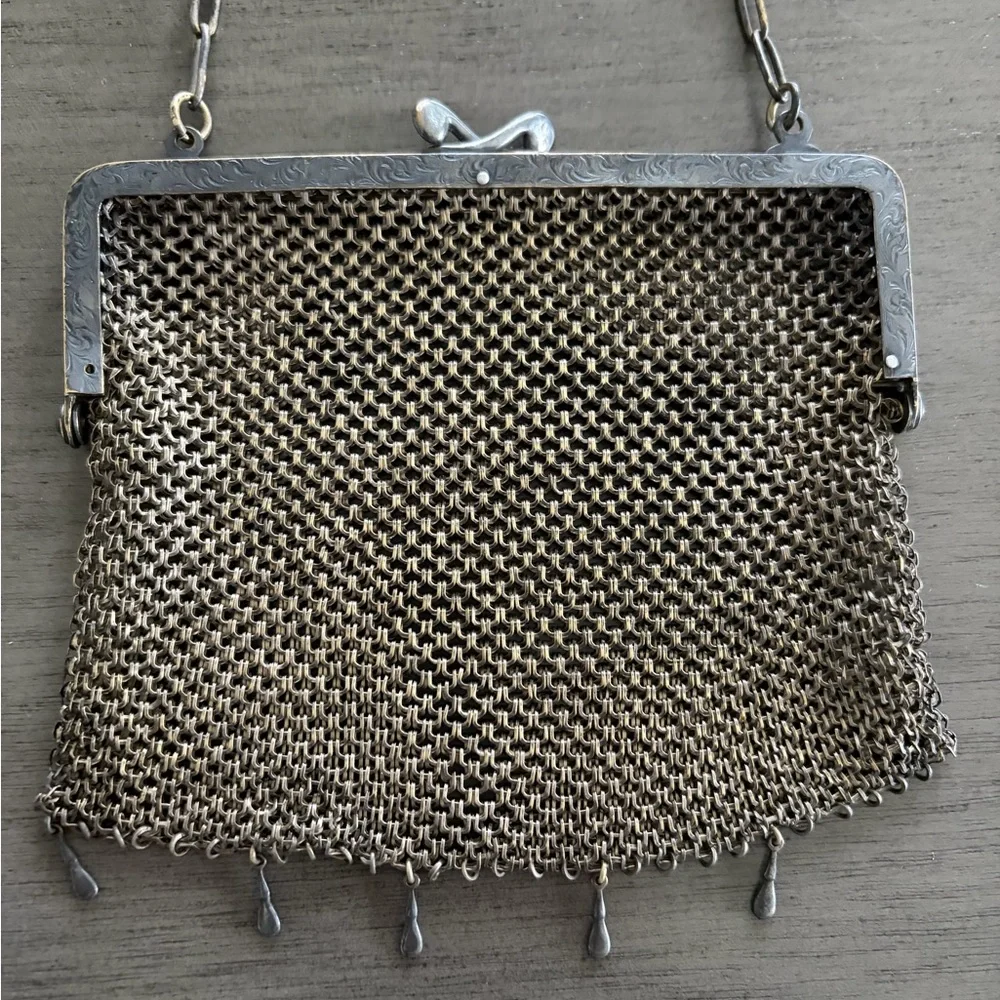 Vintage German Silver Mesh Purse made by HHC Co. - Picture 2 of 4
